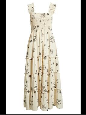 Dressed in LALA ORIGINAL This is Your Sign Smocked Tank Maxi Dress XL Dice Eye